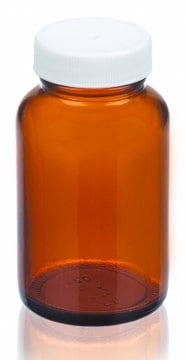 Wheaton Weithalsflasche capacity 4&#160;oz (125&#160;mL), white polypropylene cap, amber, vinyl flat liner