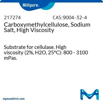 Carboxymethylcellulose, Natriumsalz, hohe Viskosität Substrate for cellulase. High viscosity (2%, H2O, 25°C): 800 - 3100 mPas.