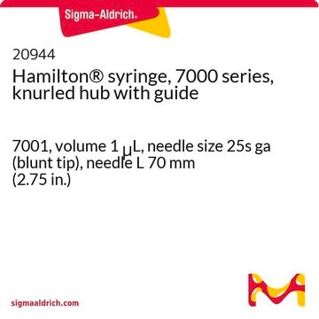 Seringue Hamilton&#174;, série&nbsp;7000, à connecteur moleté avec guide 7001, volume 1&#160;&#956;L, needle size 25s ga (blunt tip), needle L 70&#160;mm (2.75&#160;in.)