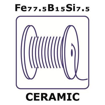 Iron/boron/silicon wire, 0.02&#160;mm diameter, Fe77.5%/B 15%/Si 7.5%, length 2 m, condition metallic glass