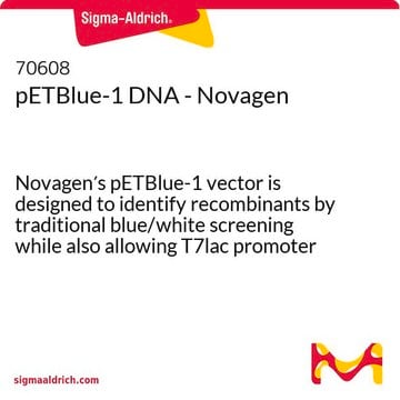 pETBlue-1 DNA - Novagen Novagen&#8242;s pETBlue-1 vector is designed to identify recombinants by traditional blue/white screening while also allowing T7lac promoter based expression of target genes.