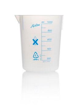 Azlon Tapered Beakers with Printed Graduations polypropylene, capacity 1000&#160;mL