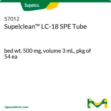 Tubo de SPE Supelclean&#8482; LC-18 bed wt. 500&#160;mg, volume 3&#160;mL, pkg of 54&#160;ea