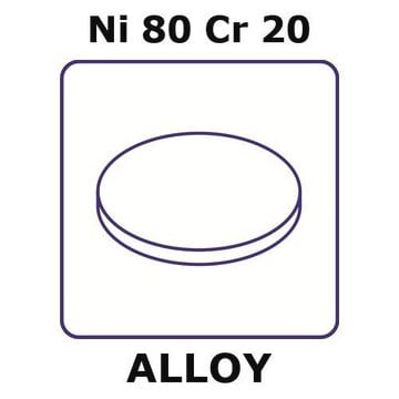 Nickel-chromium alloy, Ni80Cr20 foil, 15mm disks, 0.005mm thickness, as rolled