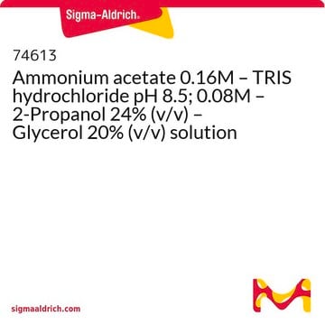 Ammonium acetate 0.16M – TRIS hydrochloride pH 8.5; 0.08M – 2-Propanol 24% (v/v) – Glycerol 20% (v/v) solution