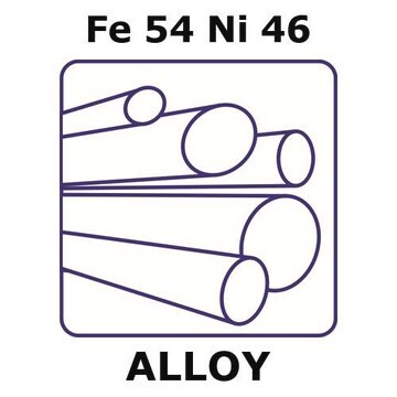 Iron/nickel rod, Fe 54%/Ni 46%, 8.2&#160;mm diameter, length 500 mm, temper as drawn