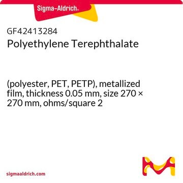 Polyethylene Terephthalate (polyester, PET, PETP), metallized film, thickness 0.05&#160;mm, size 270 × 270&#160;mm, ohms/square 2