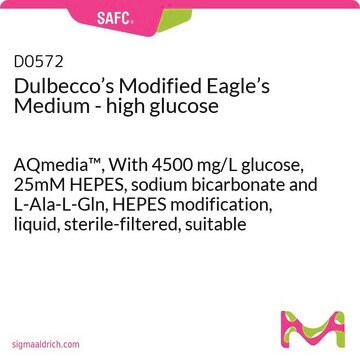 Dulbecco’s Modified Eagle’s Medium - high glucose AQmedia&#8482;, With 4500 mg/L glucose, 25mM HEPES, sodium bicarbonate and L-Ala-L-Gln, HEPES modification, liquid, sterile-filtered, suitable for cell culture