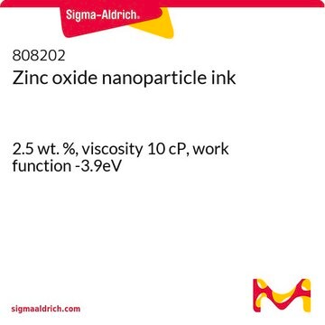 Zinc oxide nanoparticle ink 2.5 wt. %, viscosity 10 cP, work function -3.9eV