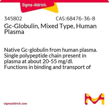 Gc-Globulin, gemischter Typ, menschliches Plasma Native Gc-globulin from human plasma. Single polypeptide chain present in plasma at about 20-55 mg/dl. Functions in binding and transport of vitamin D.