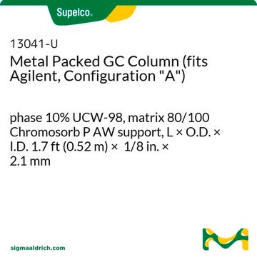 Metal Packed GC Column (fits Agilent, Configuration "A") phase 10% UCW-98, matrix 80/100 Chromosorb P AW support, L × O.D. × I.D. 1.7&#160;ft (0.52&#160;m) × 1/8&#160;in. × 2.1&#160;mm