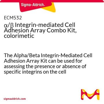 Kit Combo d'adhérence cellulaire médiée par l'intégrine &#945;/&#946;, colorimétrique The Alpha/Beta Integrin-Mediated Cell Adhesion Array Kit can be used for assessing the presence or absence of specific integrins on the cell surface.