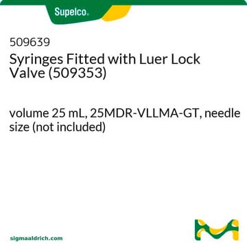 Syringes Fitted with Luer Lock Valve volume 25&#160;mL, 25MDR-VLLMA-GT, needle size (not included)