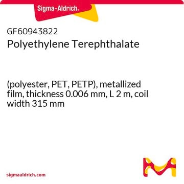 Polyethylene Terephthalate (polyester, PET, PETP), metallized film, thickness 0.006&#160;mm, L 2&#160;m, coil width 315&#160;mm