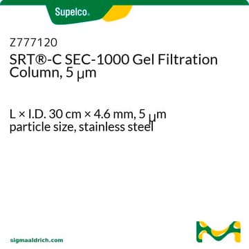 SRT&#174;-C SEC-1000 Gel Filtration Column, 5 &#956;m L × I.D. 30&#160;cm × 4.6&#160;mm, 5&#160;&#956;m particle size, stainless steel