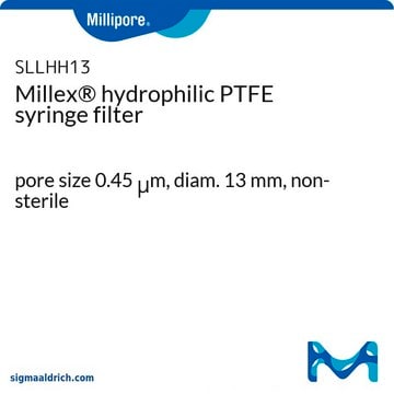 Millex&#174; hydrophilic PTFE syringe filter pore size 0.45&#160;&#956;m, diam. 13&#160;mm, non-sterile