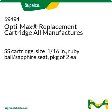 Opti-Max&#174; Replacement Cartridge All Manufactures SS cartridge, size 1/16&#160;in., ruby ball/sapphire seat, pkg of 2&#160;ea