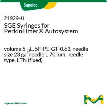 SGE Syringes for PerkinElmer&#174; Autosystem volume 5&#160;&#956;L, 5F-PE-GT-0.63, needle size 23 ga, needle L 70&#160;mm, needle type, LTN (fixed)