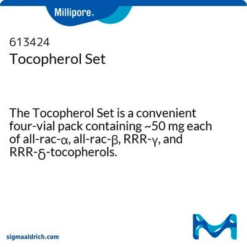 Assortiment de tocophérol The Tocopherol Set is a convenient four-vial pack containing ~50 mg each of all-rac-&#945;, all-rac-&#946;, RRR-&#947;, and RRR-&#948;-tocopherols.