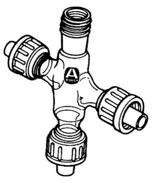 Aldrich&#174; Schlenk-type adapter four-way adapter for solid-transfer vessel, male Joints: ST/NS 14/20 (3), female joint: ST/NS 14/20