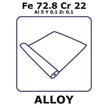 Fecralloy - Iron-Chromium, Fe72.8Cr22Al5Y0.1Zr0.1 foil, 10m coil, 0.05mm thickness, annealed