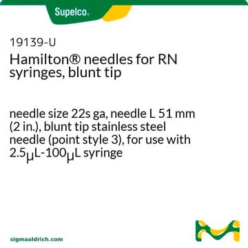 Paquet de 6 aiguilles 22s ga 2 po, Pt3 2,5 uL-100 mL needle size 22s ga, needle L 51&#160;mm (2&#160;in.), blunt tip stainless steel needle (point style 3), for use with 2.5&#956;L-100&#956;L syringe