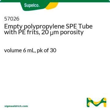 Tubo de SPE de polipropileno vacío con frita de PE, porosidad de 20 &#956;m volume 6&#160;mL, pk of 30