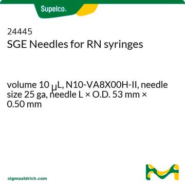 SGE Replacement Needle volume 10&#160;&#956;L, N10-VA8X00H-II, needle size 25 ga, needle L × O.D. 53&#160;mm × 0.50&#160;mm