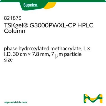 Columna para HPLC TSKgel&#174; G3000PWXL phase hydroxylated methacrylate, L × I.D. 30&#160;cm × 7.8&#160;mm, 7&#160;&#956;m particle size