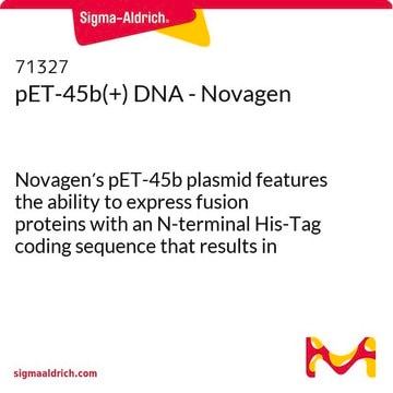 pET-45b(+) DNA - Novagen Novagen&#8242;s pET-45b plasmid features the ability to express fusion proteins with an N-terminal His-Tag coding sequence that results in native protein after purification and cleavage.