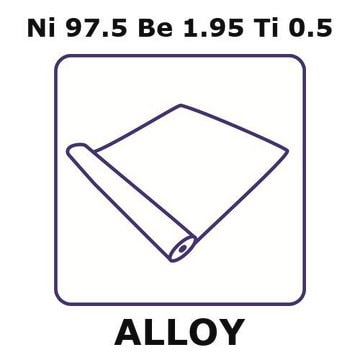 Nickel-beryllium-titanium alloy, Ni97.5Be1.95Ti0.5 foil, 0.1m coil, 0.01mm thickness