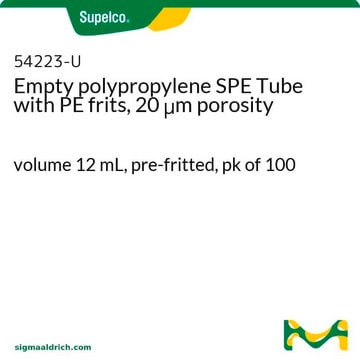 Tubo de SPE de polipropileno vacío con frita de PE, porosidad de 20 &#956;m volume 12&#160;mL, pre-fritted, pk of 100