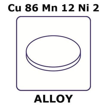 Manganin&#174; - resistance alloy, Cu86Mn12Ni2 foil, 6mm disks, 0.02mm thickness, as rolled