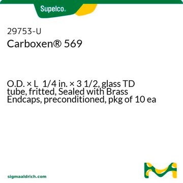 Carboxen&#174; 569 O.D. × L 1/4&#160;in. × 3 1/2, glass TD tube, fritted, Sealed with Brass Endcaps, preconditioned, pkg of 10&#160;ea