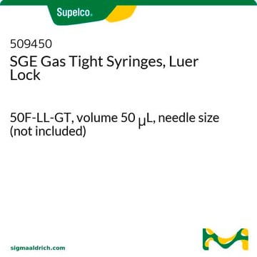 SGE Gas Tight Syringes, Luer Lock 50F-LL-GT, volume 50&#160;&#956;L, needle size (not included)