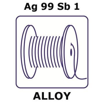 Silver-antimony alloy, Ag99Sb1 0.025m wire, 0.5mm diameter, as drawn