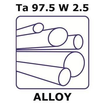 Tantalum-tungsten alloy, Ta97.5W2.5 200mm rod, 2.5mm diameter, as drawn