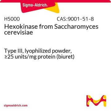 Hexokinase from Saccharomyces cerevisiae Type III, lyophilized powder, &#8805;25&#160;units/mg protein (biuret)