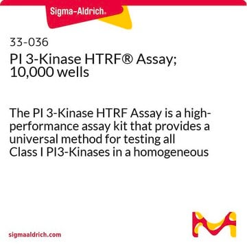 Test HTRF&#174; de l'activité PI&nbsp;3-kinase&nbsp;; 10&nbsp;000&nbsp;puits The PI 3-Kinase HTRF Assay is a high-performance assay kit that provides a universal method for testing all Class I PI3-Kinases in a homogeneous format. This pack size has a screening capacity of 10,000 wells.