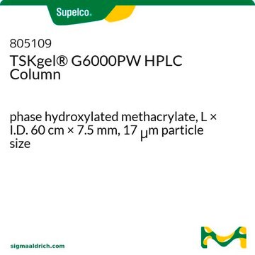 TSKgel&#174; G6000PW HPLC Column phase hydroxylated methacrylate, L × I.D. 60&#160;cm × 7.5&#160;mm, 17&#160;&#956;m particle size