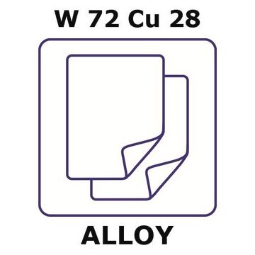 Tungsten-copper alloy, W72Cu28 sheet, 50 x 200mm, 3.15mm thickness