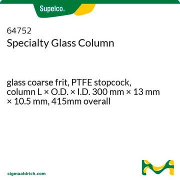 Colonne en verre de spécialité glass coarse frit, PTFE stopcock, column L × O.D. × I.D. 300&#160;mm × 13&#160;mm × 10.5&#160;mm, 415mm overall