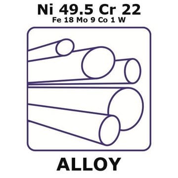 Hastelloy&#174; X alloy, Ni49.5Cr22Fe18Mo9Co1W 200mm rod, 9.5mm diameter