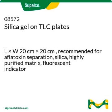 Silica gel on TLC plates L × W 20&#160;cm × 20&#160;cm , recommended for aflatoxin separation, silica, highly purified matrix, fluorescent indicator