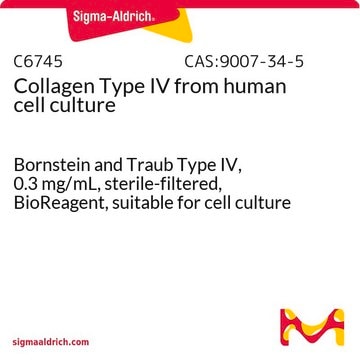 IV型コラーゲン ヒト細胞培養液由来 Bornstein and Traub Type IV, 0.3&#160;mg/mL, sterile-filtered, BioReagent, suitable for cell culture