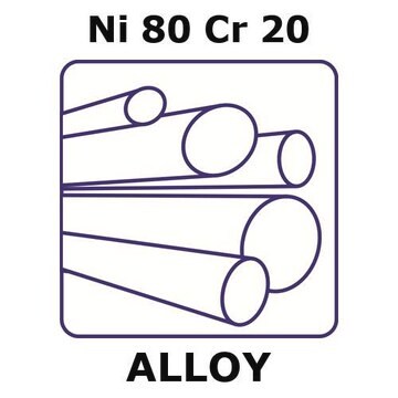 Nickel/Chromium rod, Ni80%/Cr20%, 6.0&#160;mm diameter, length 1000 mm, temper annealed