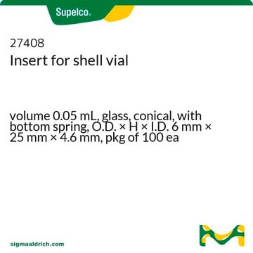 Insert for shell vial volume 0.05&#160;mL, glass, conical, with bottom spring, O.D. × H × I.D. 6&#160;mm × 25&#160;mm × 4.6&#160;mm, pkg of 100&#160;ea