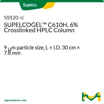 Colonne de CLHP SUPELCOGEL&#8482; C610H, 6&nbsp;% réticulée 9&#160;&#956;m particle size, L × I.D. 30&#160;cm × 7.8&#160;mm