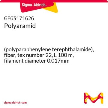 Polyaramid (polyparaphenylene terephthalamide), fiber, tex number 22, L 100&#160;m, filament diameter 0.017mm