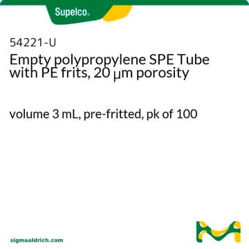 Tube de SPE en polypropylène vide avec frittés en PE, porosité de 20&nbsp;µm volume 3&#160;mL, pre-fritted, pk of 100